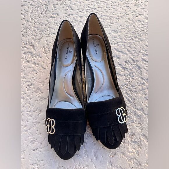 Bandolino Women's Black Suede  Chunky Heel Pumps Kiltie Tassel Shoes SZ 9.5 - Picture 12 of 12